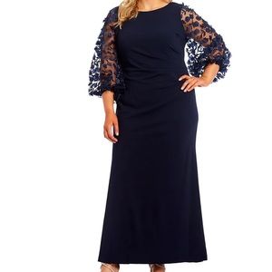 Navy Blue ankle length semi-formal dress